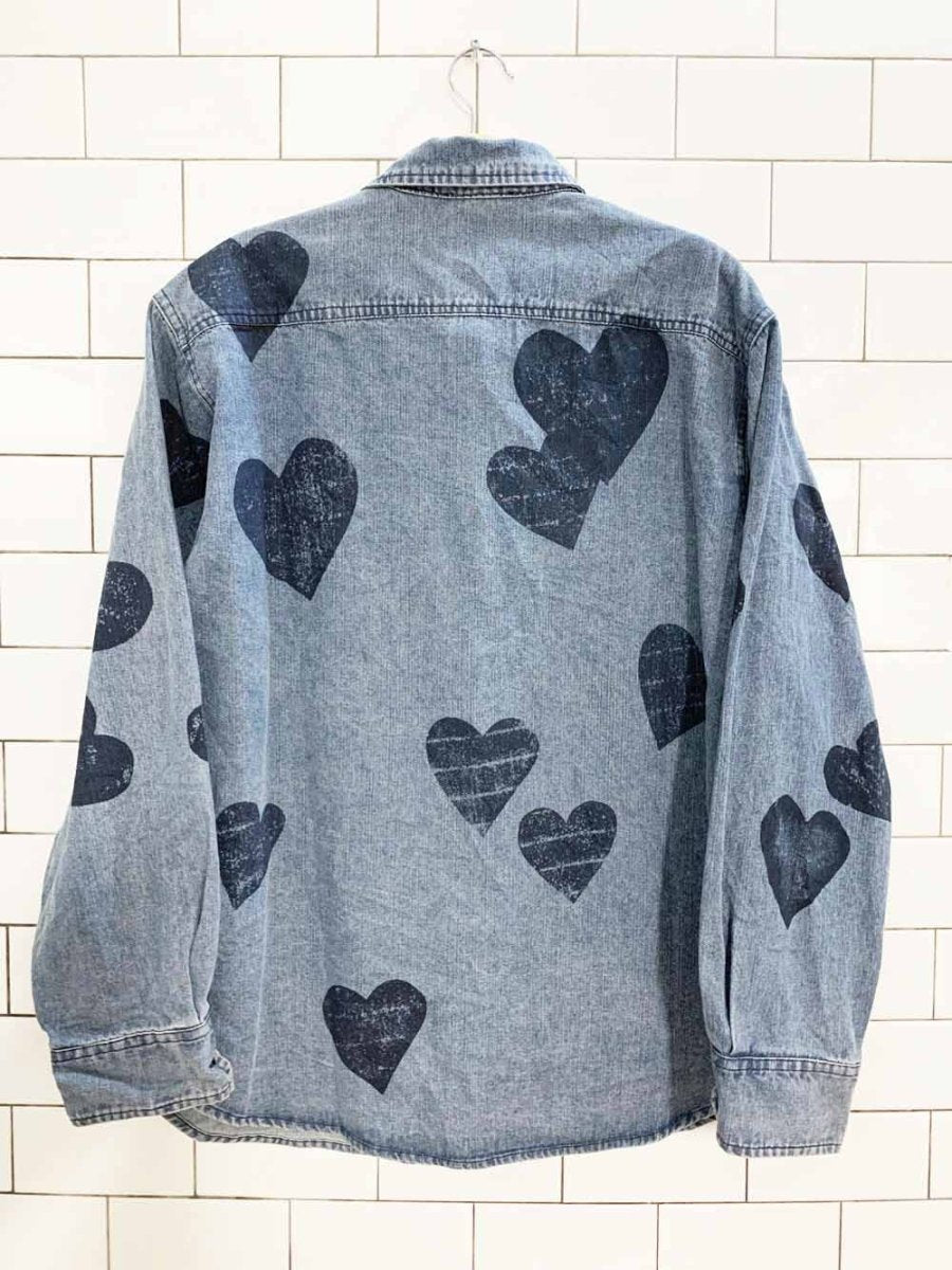 ee:some oversized denim heart full button shirt | los angeles - good market thrift store