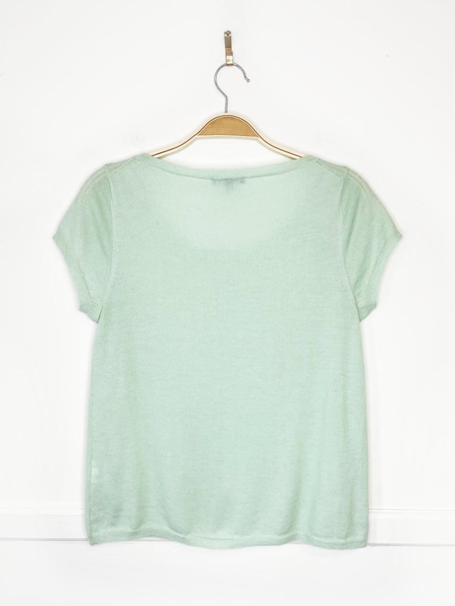 eileen fisher 100% cashmere mint short sleeve knit top - good market thrift store
