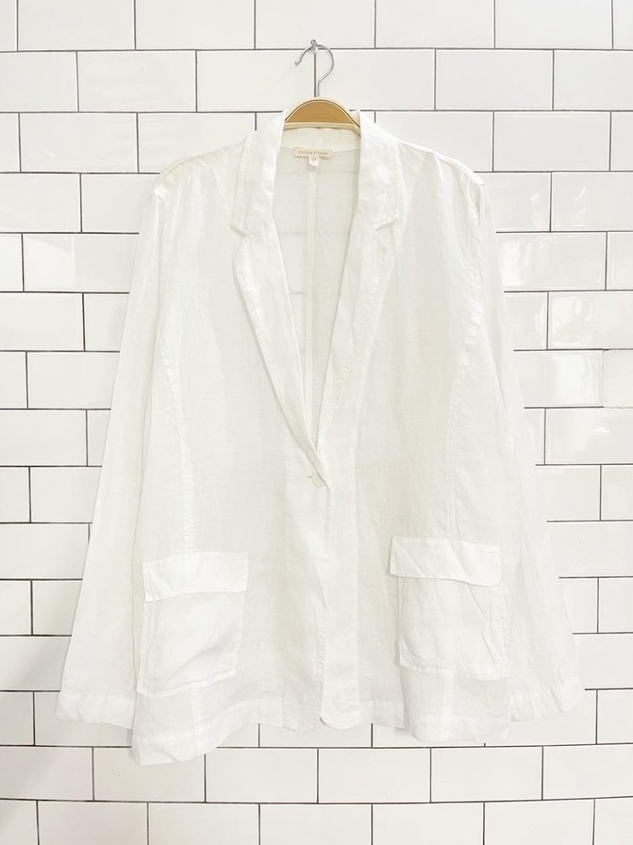 eileen fisher 100% irish linen light summer blazer - good market thrift store