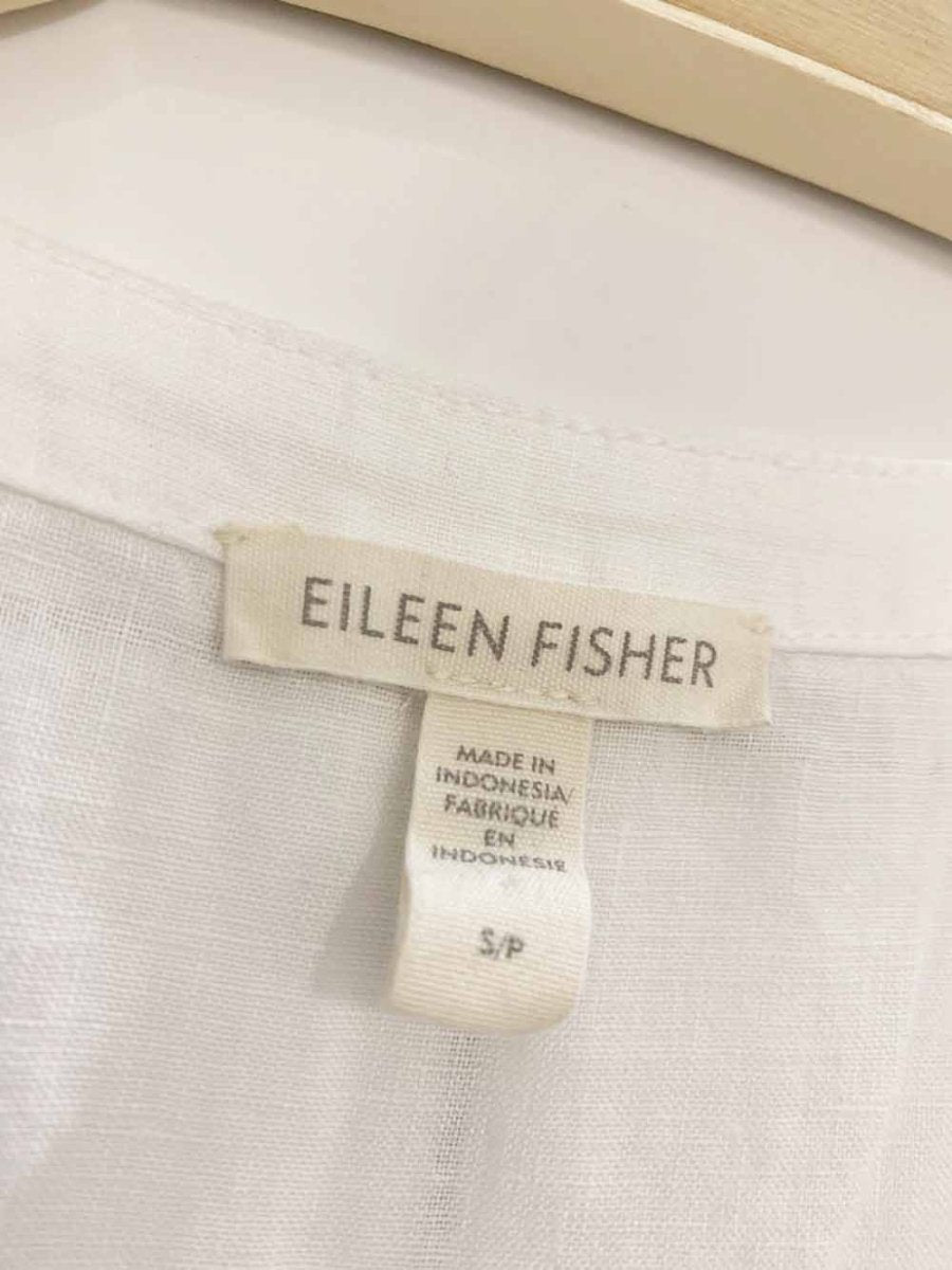 eileen fisher 100% linen full button sleeveless top - good market thrift store
