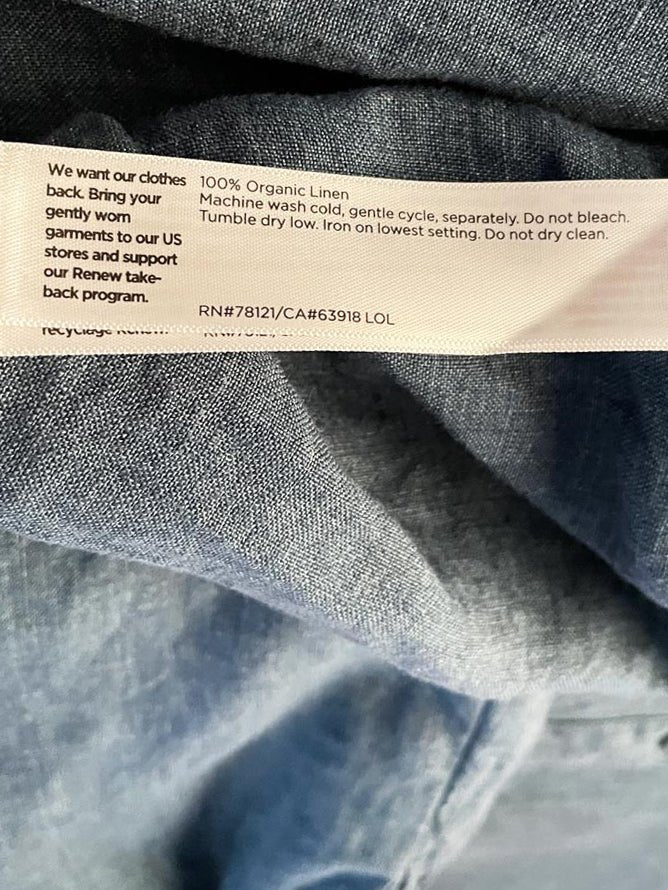 eileen fisher 100% organic linen mandarin collar long sleeve midi dress - good market thrift store