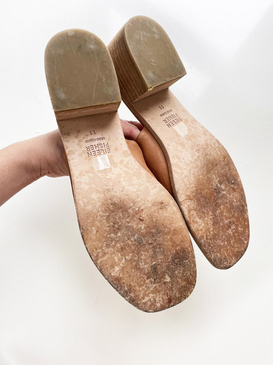eileen fisher airy leather thong heeled sandal - good market thrift store
