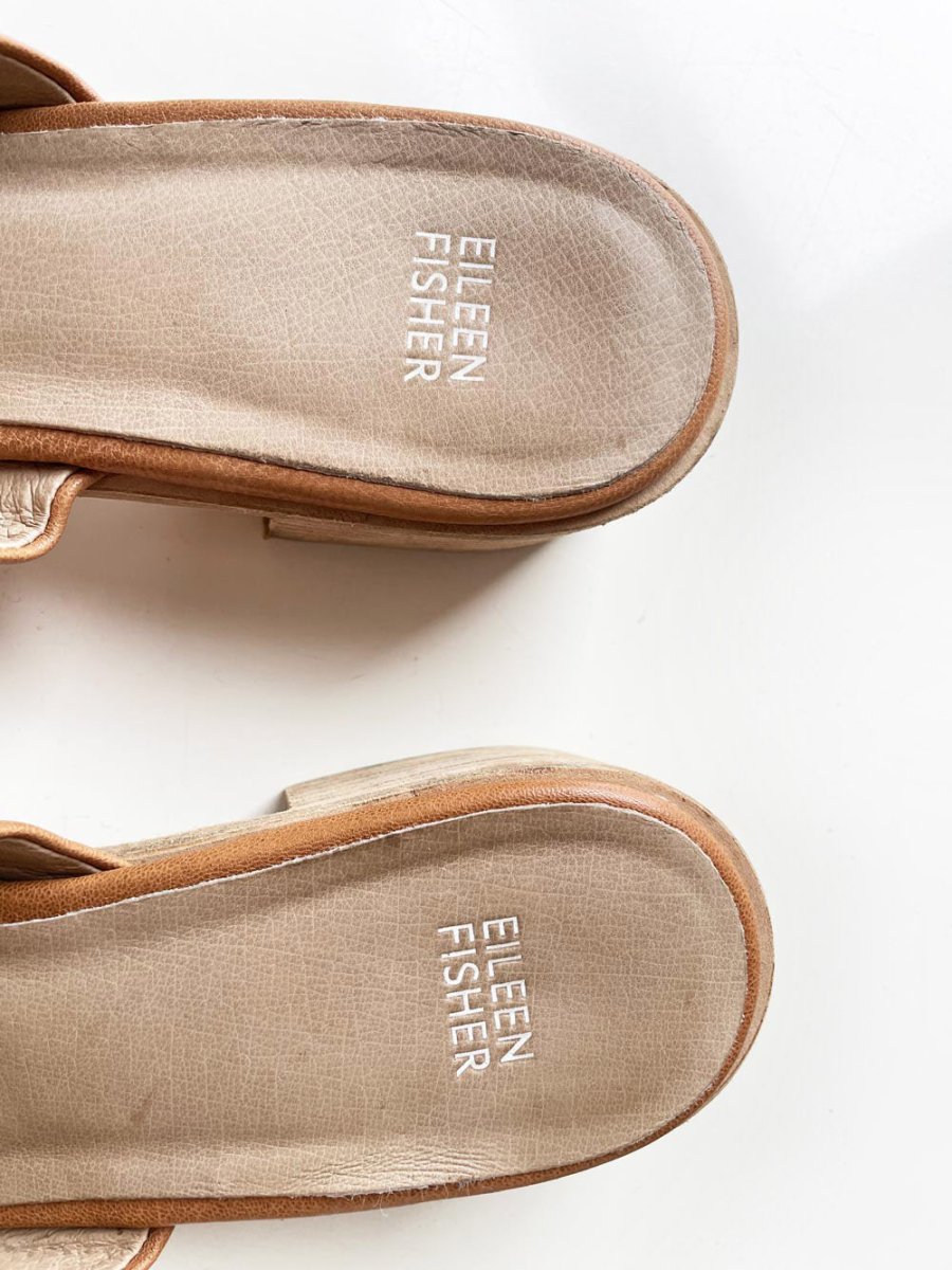 eileen fisher airy leather thong heeled sandal - good market thrift store