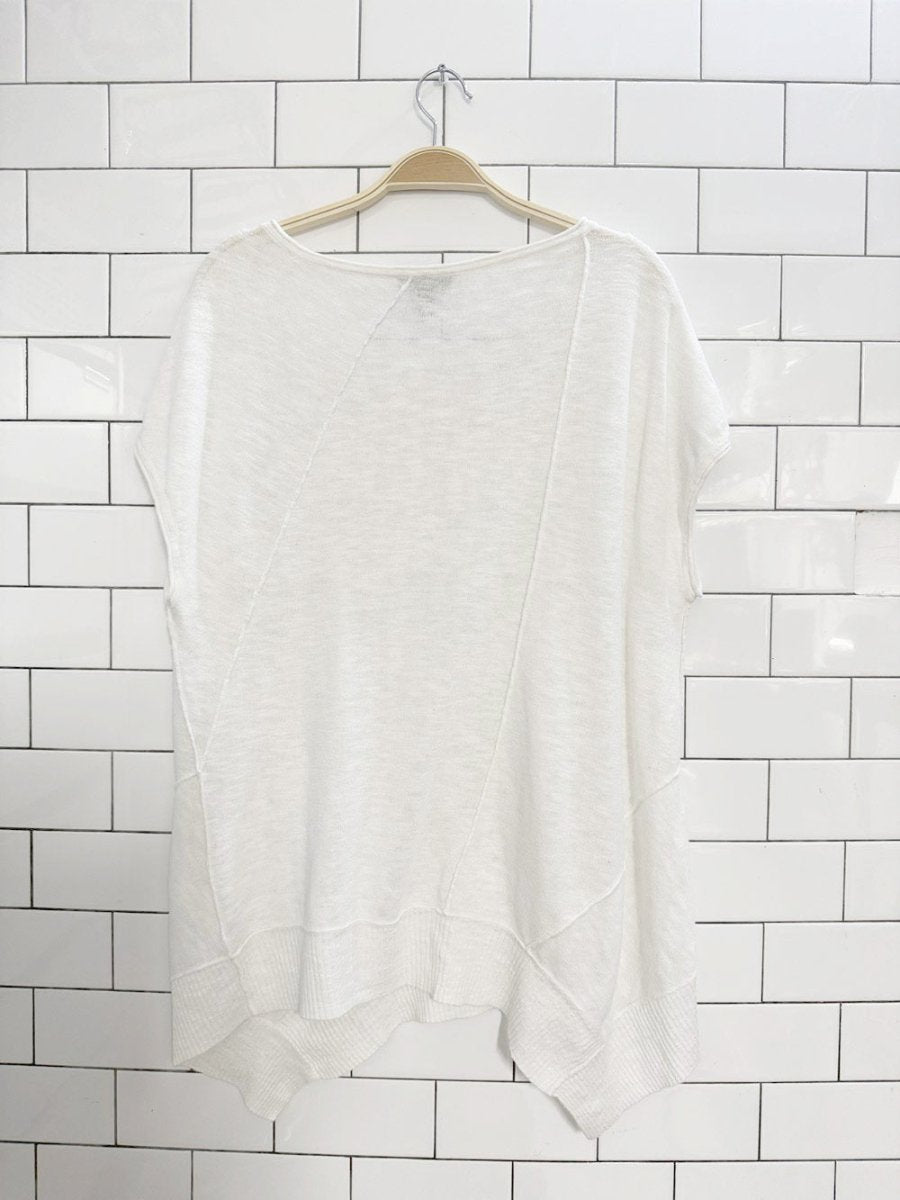 eileen fisher organic linen - blend slub knit top - good market thrift store