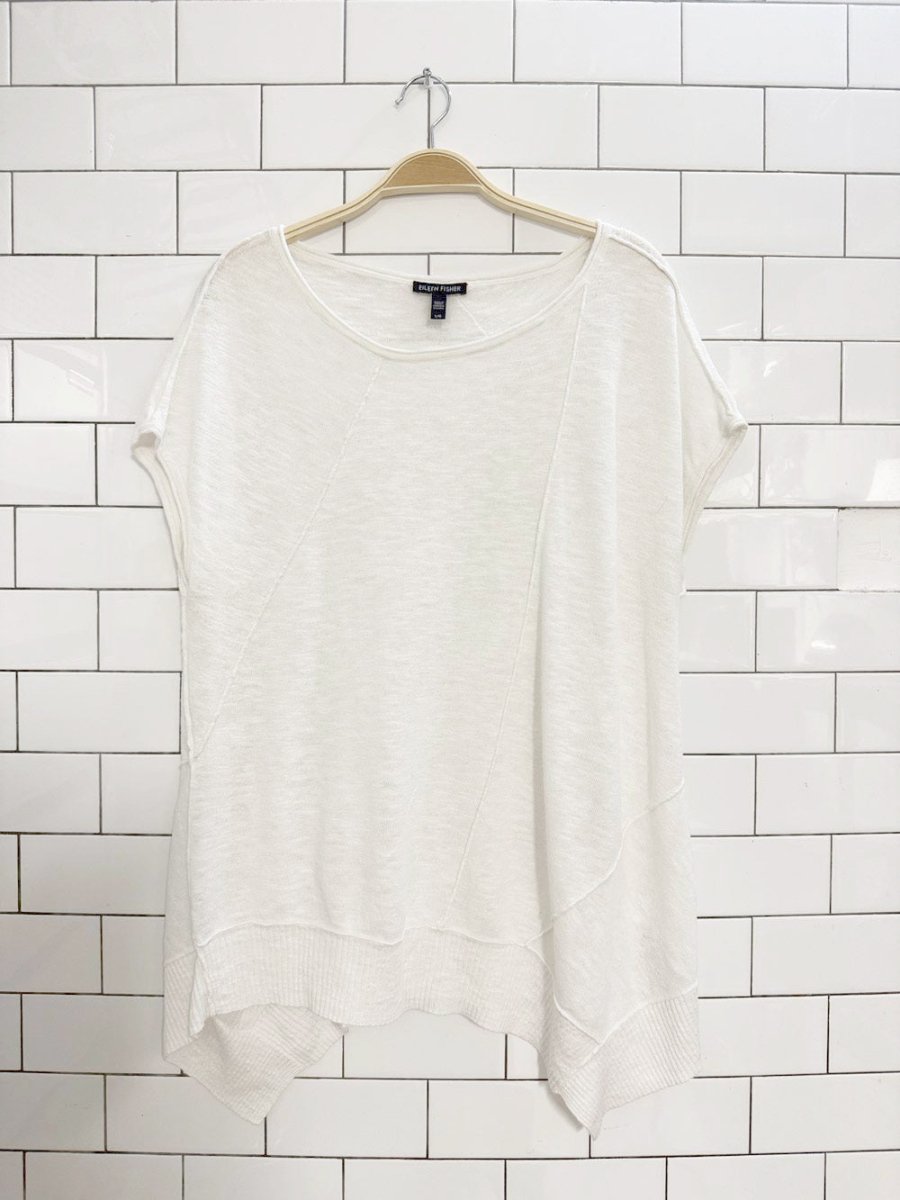 eileen fisher organic linen - blend slub knit top - good market thrift store