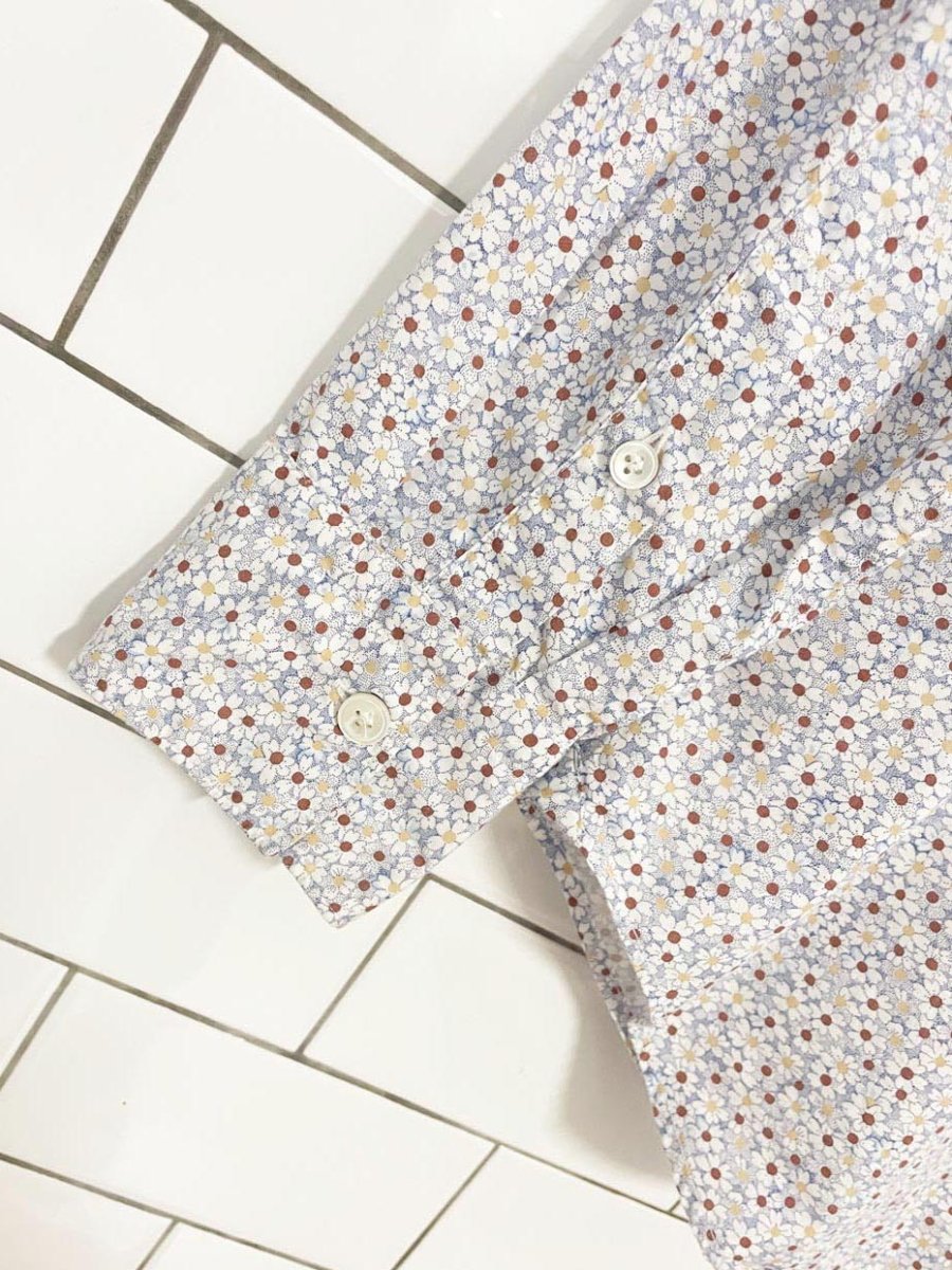 eleventy micro floral daisy full button shirt | made in Italy - good market thrift store