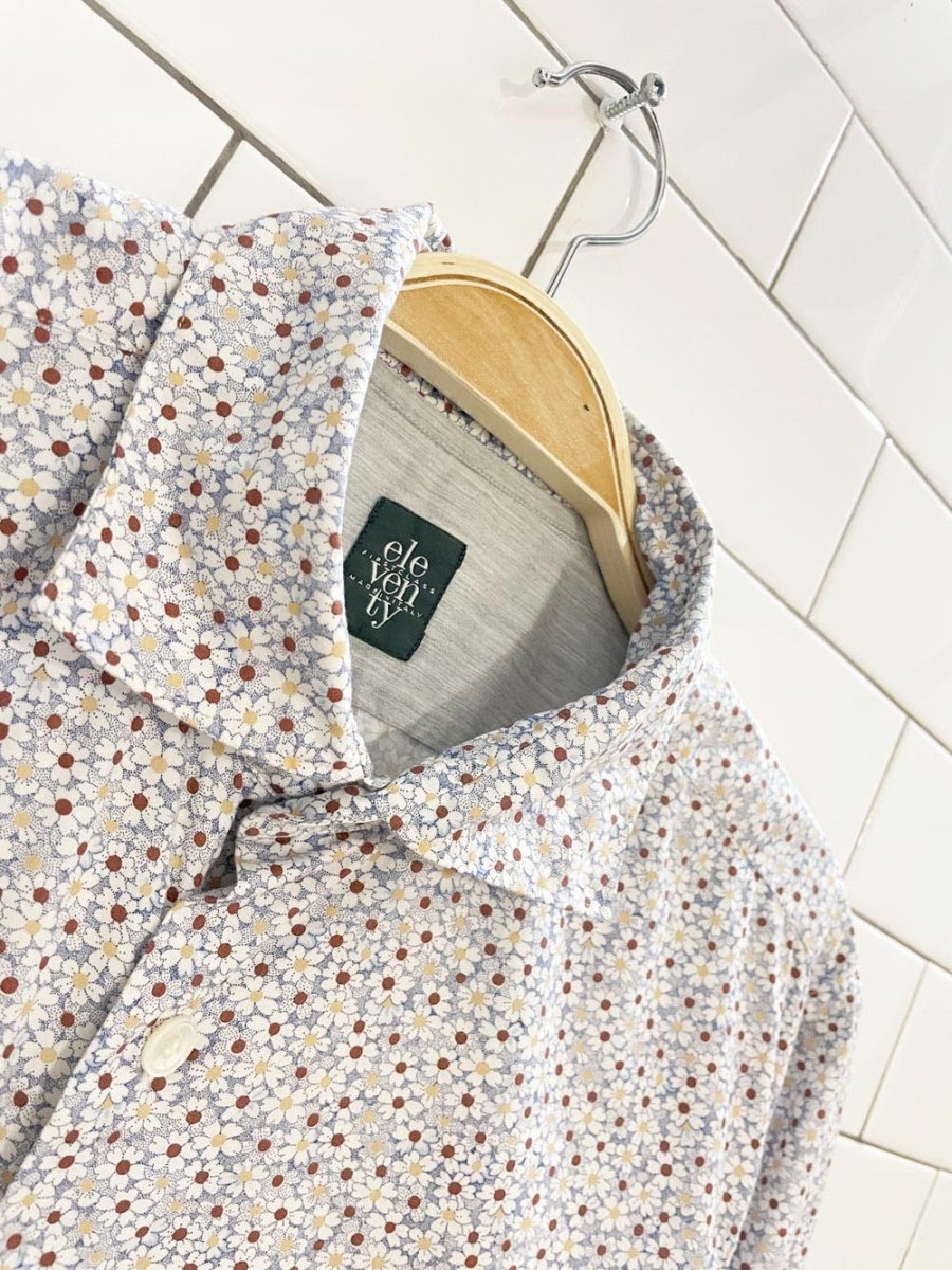 eleventy micro floral daisy full button shirt | made in Italy - good market thrift store