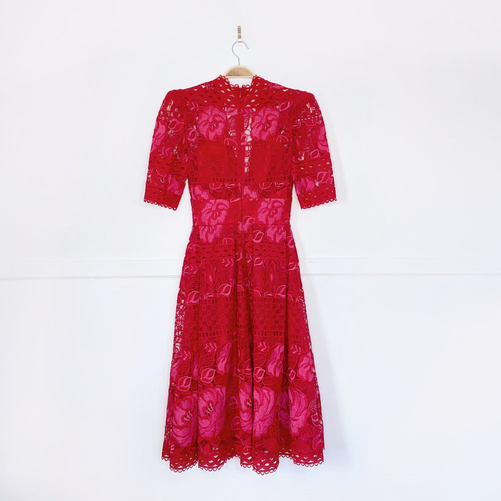 nwt elie saab strong shoulder deep v lace midi dress