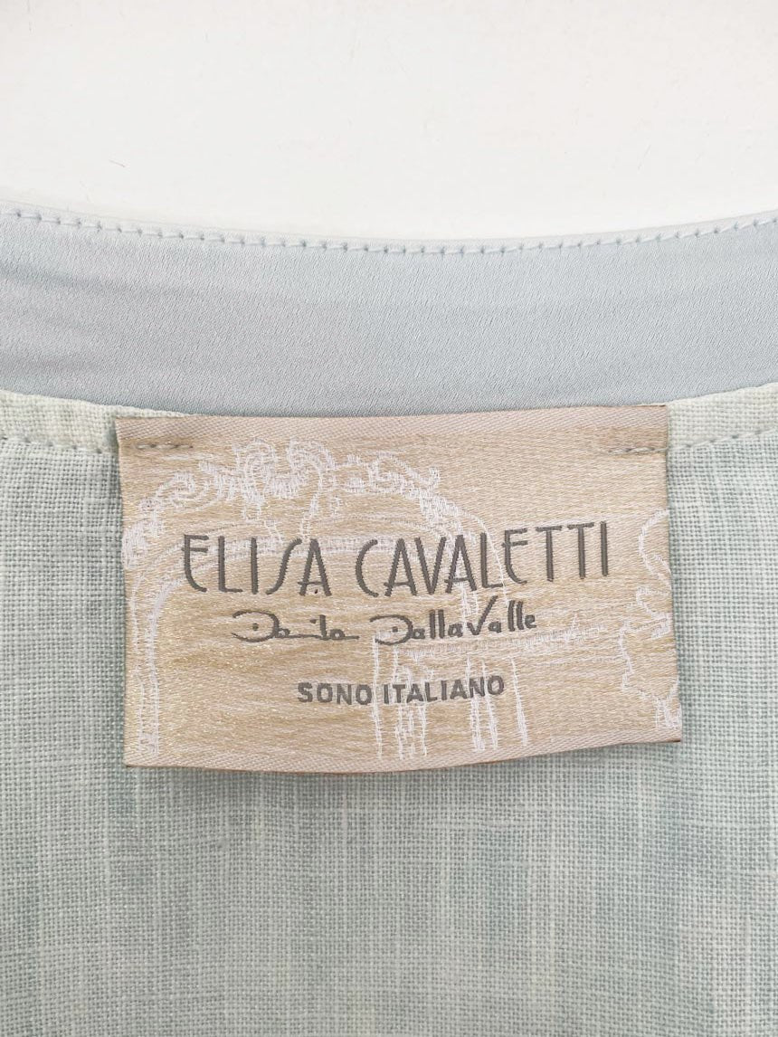 elisa cavaletti linen crochet sleeve full button shirt - good market thrift store