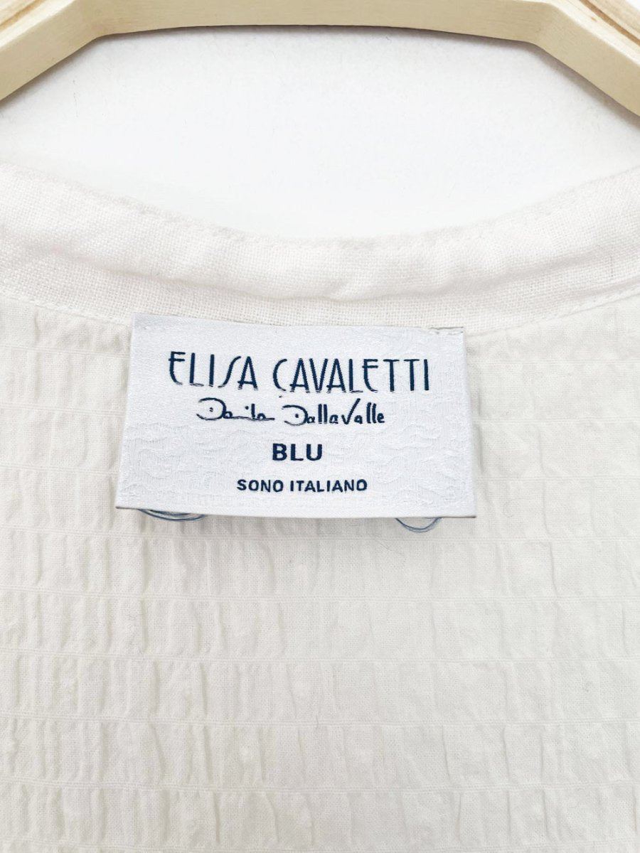 elisa cavaletti linen patchwork full button shirt - good market thrift store