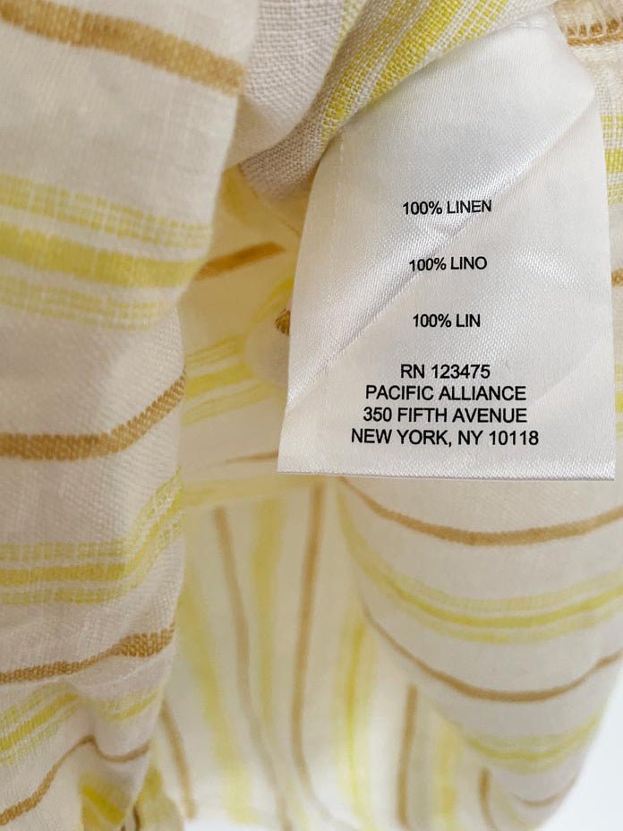 ellen tracey 100% linen stripe tie waist full button shirt - good market thrift store