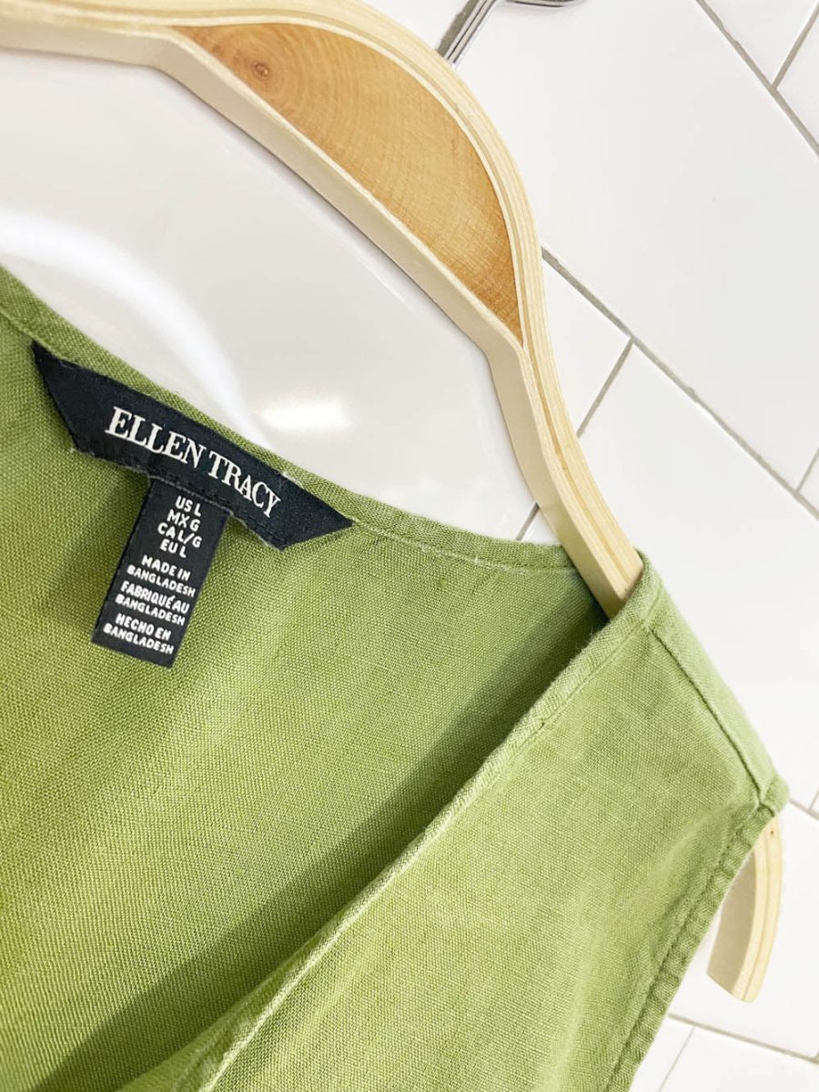 ellen tracy 100% linen sleeveless tassel top - good market thrift store