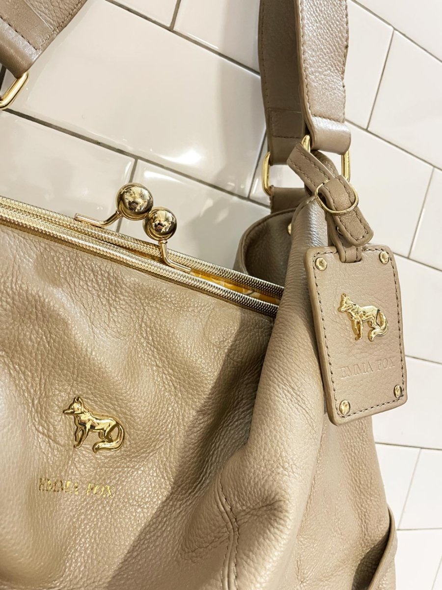 emma fox xl leather bag w kiss lock - good market thrift store