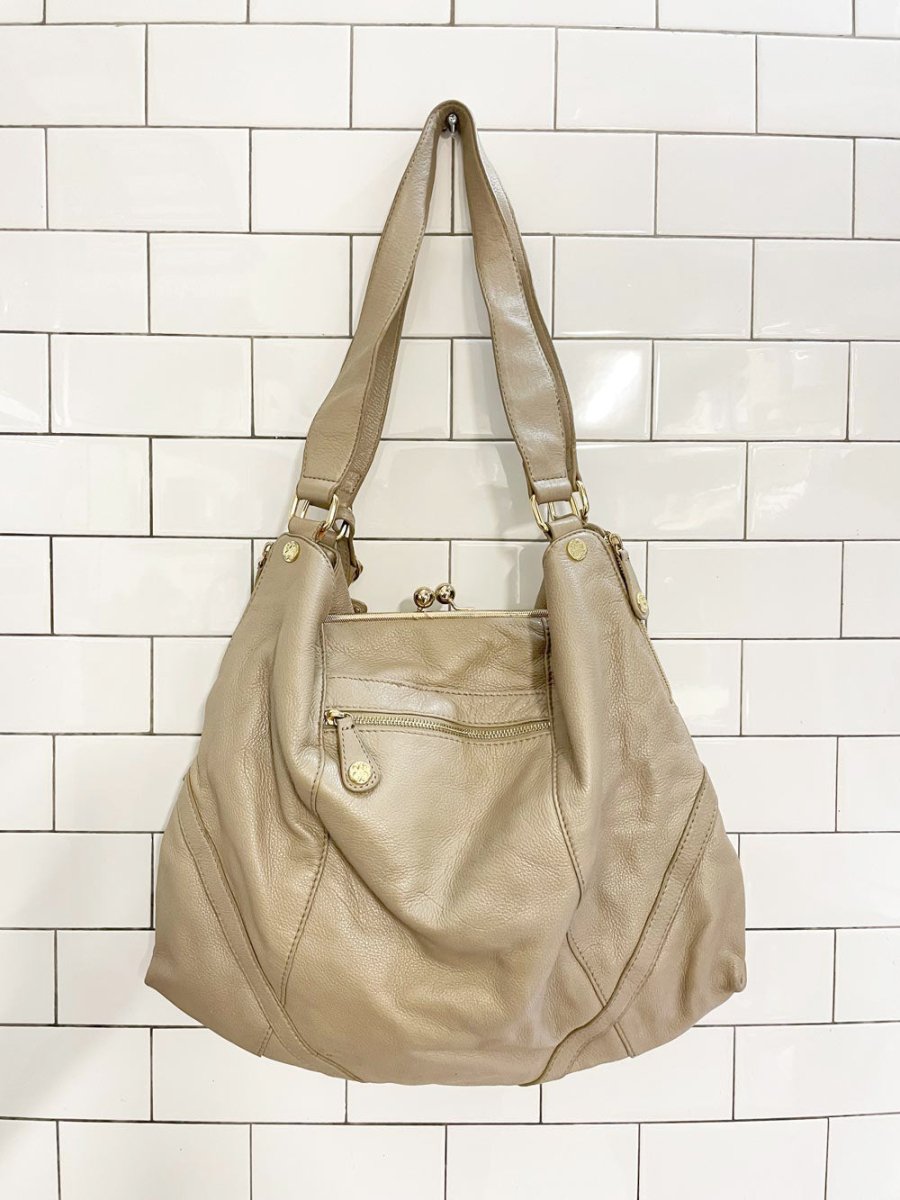 emma fox xl leather bag w kiss lock - good market thrift store