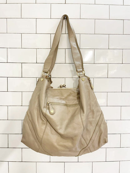 emma fox xl leather bag w kiss lock - good market thrift store