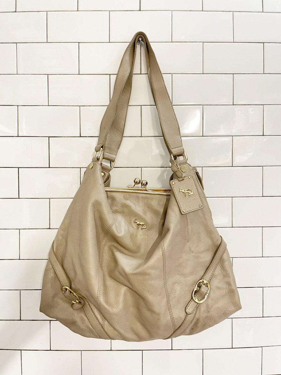 emma fox xl leather bag w kiss lock - good market thrift store