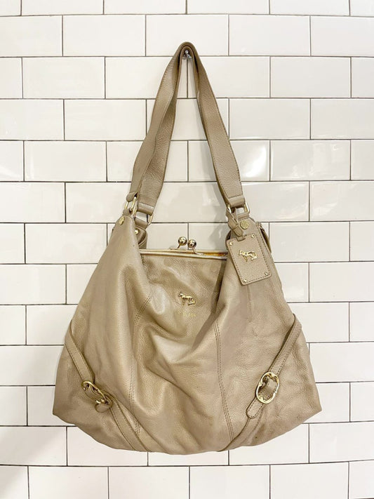 emma fox xl leather bag w kiss lock - good market thrift store