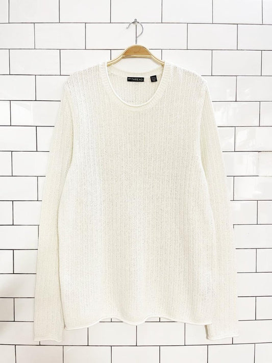 en thread loose knit summer long sleeve top - good market thrift store