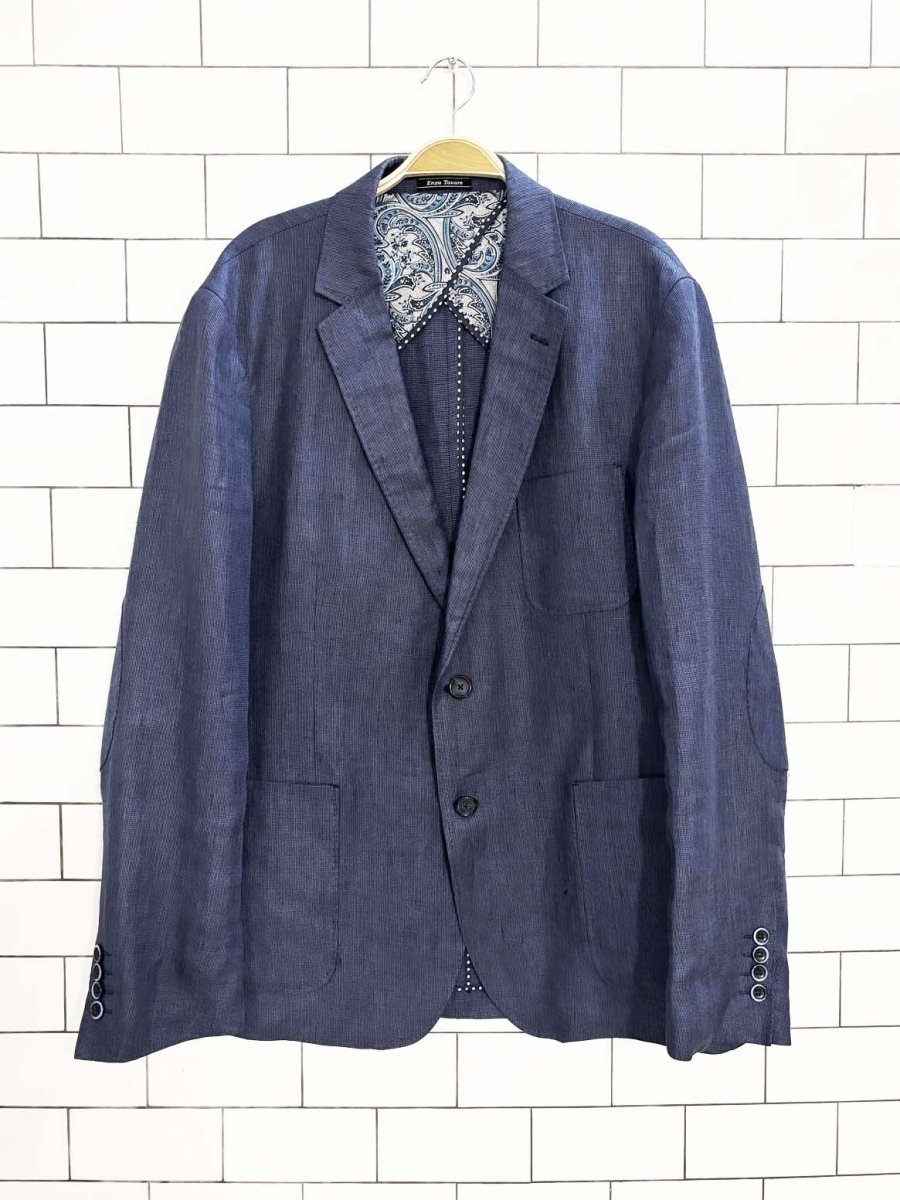 enzo tovare 100% linen elbow patch blazer - good market thrift store