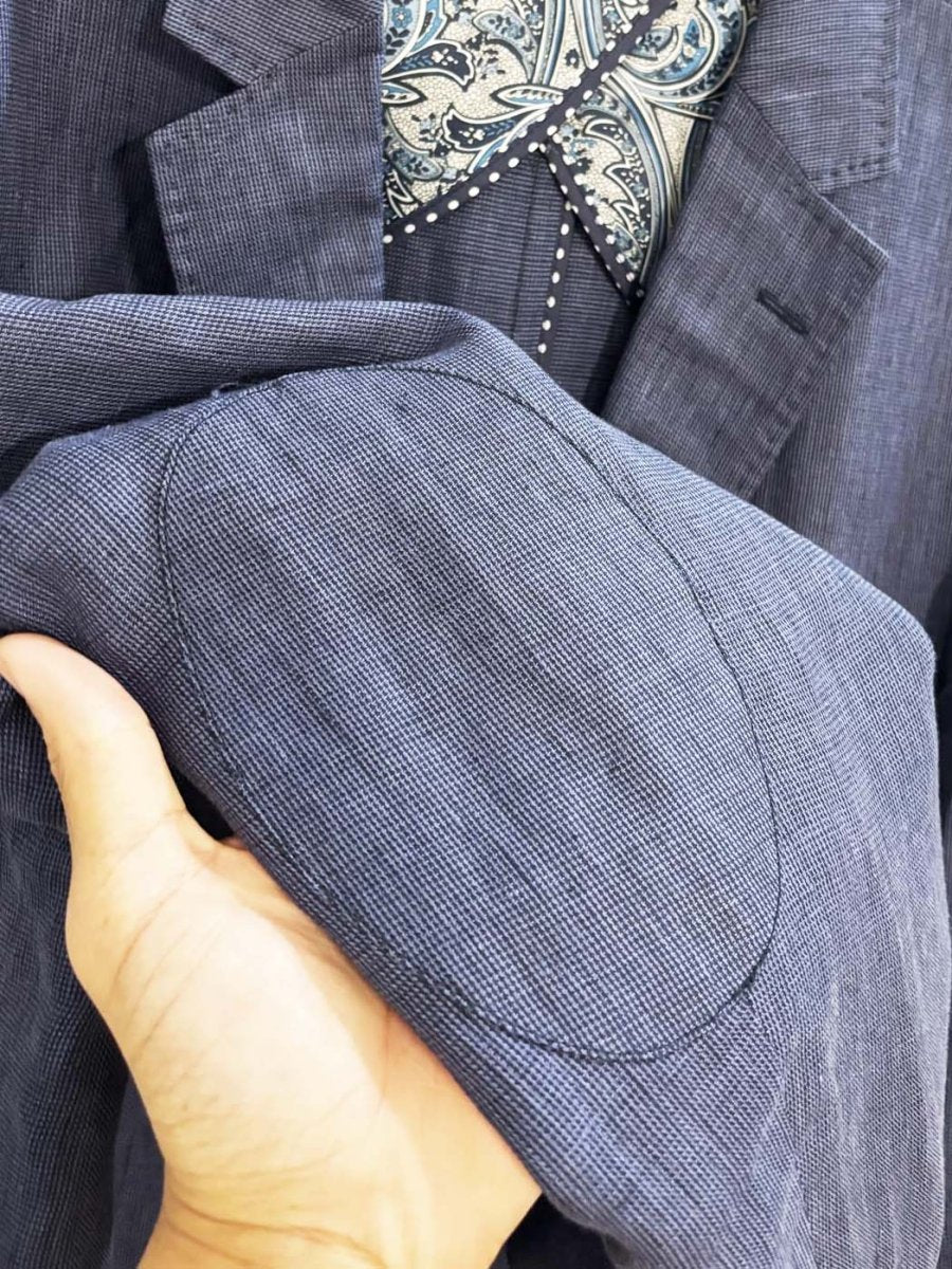 enzo tovare 100% linen elbow patch blazer - good market thrift store