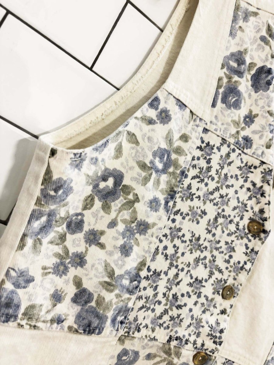 erika patchwork floral denim vest | made in turkey - good market thrift store