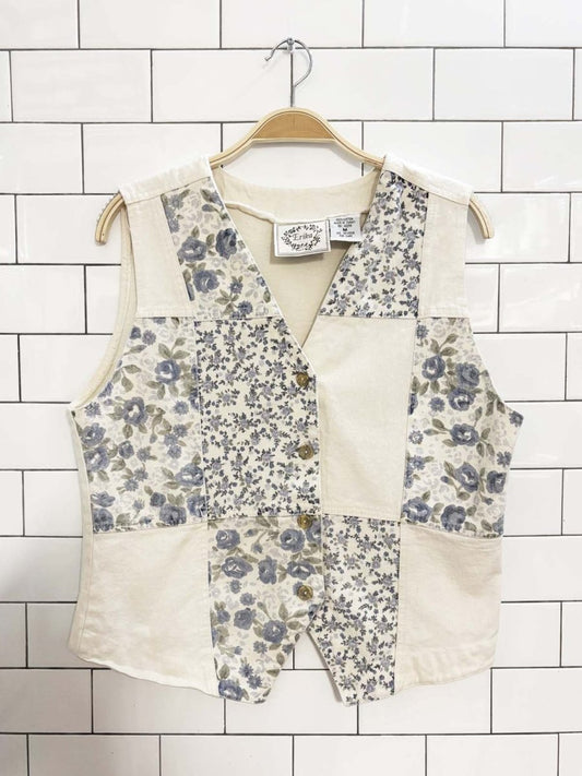 erika patchwork floral denim vest | made in turkey - good market thrift store