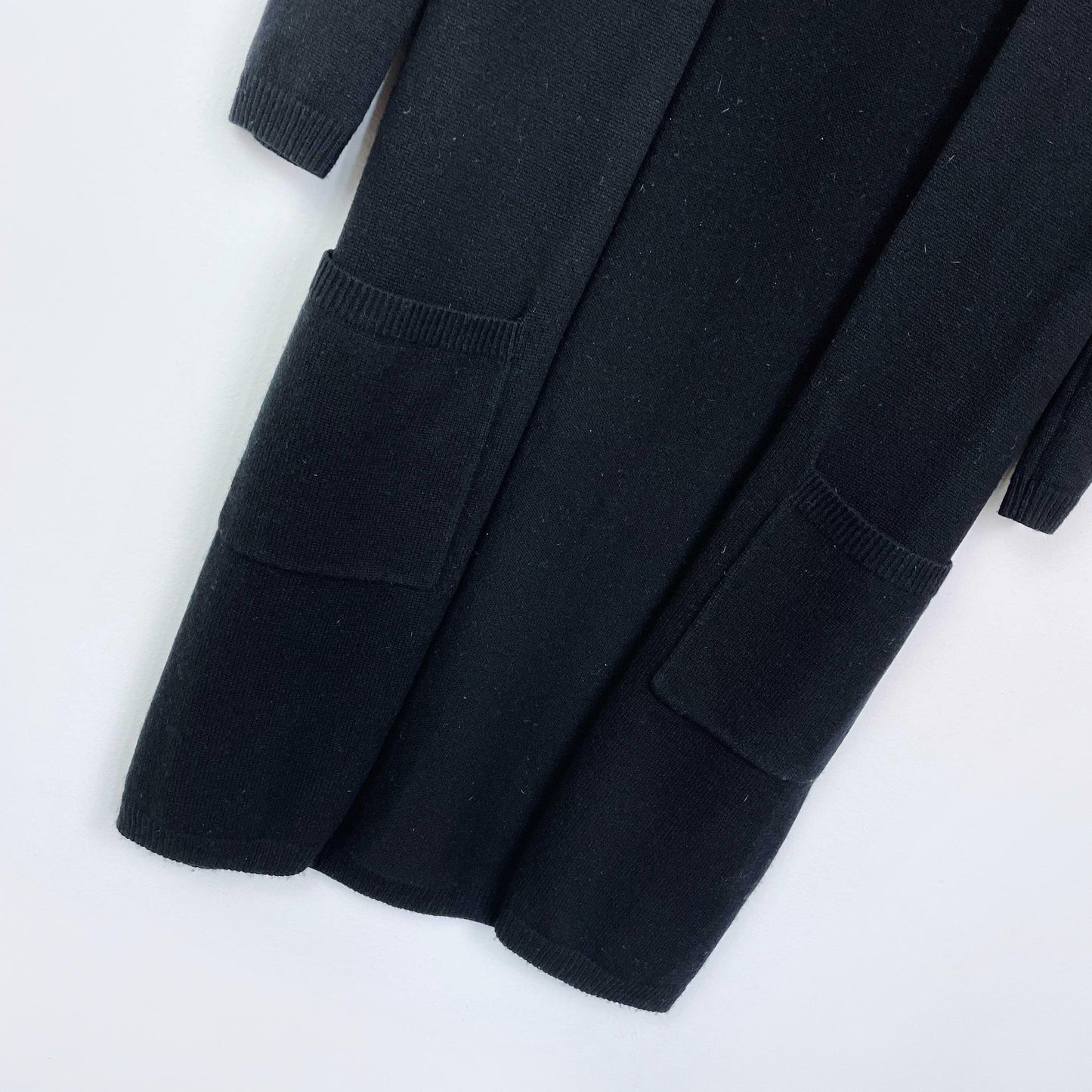 escada wool-cashmere black knit duster cardigan - size xs