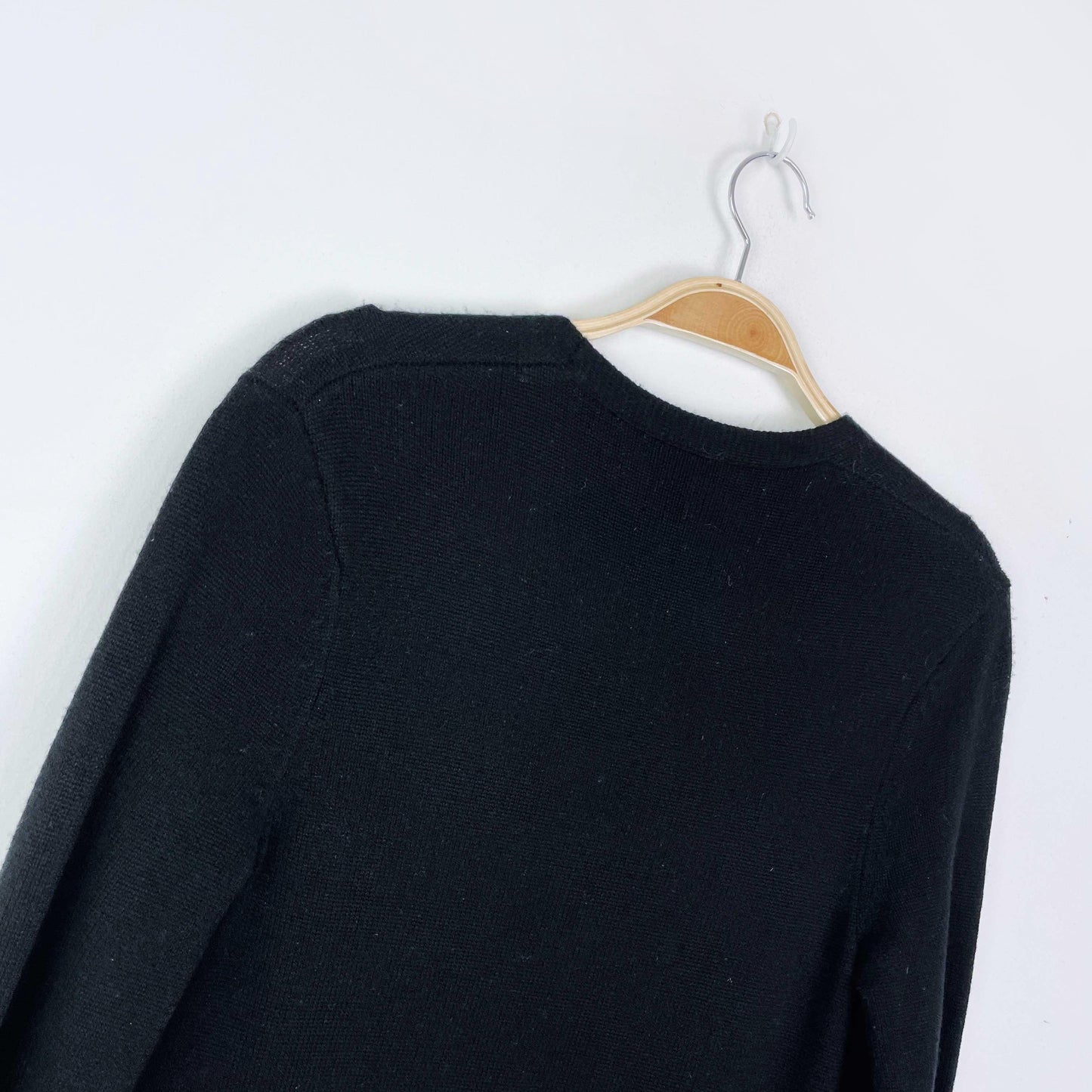 escada wool-cashmere black knit duster cardigan - size xs