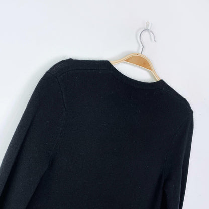 escada wool-cashmere black knit duster cardigan - size xs