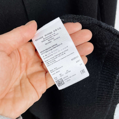 escada wool-cashmere black knit duster cardigan - size xs