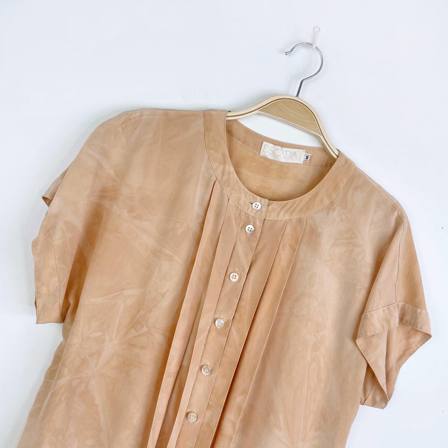 vintage escada tie dye tuxedo short sleeve blouse