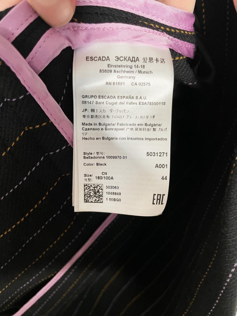 escada sport wool - blend pinstripe double breasted blazer | lion buttons - good market thrift store