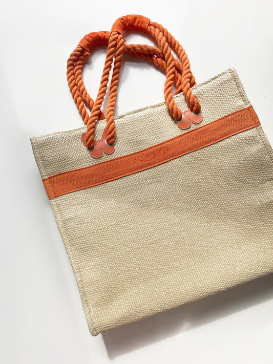 escada sunset heat woven beach tote bag - good market thrift store
