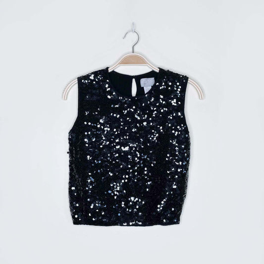 vintage 90s esprit black sequin sleeveless wool knit top - size small