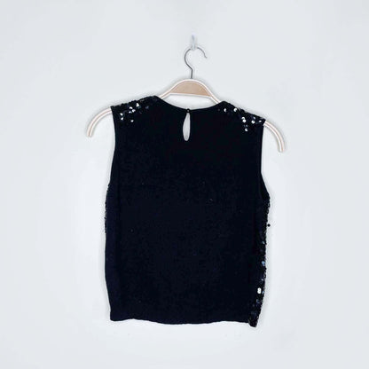 vintage 90s esprit black sequin sleeveless wool knit top - size small