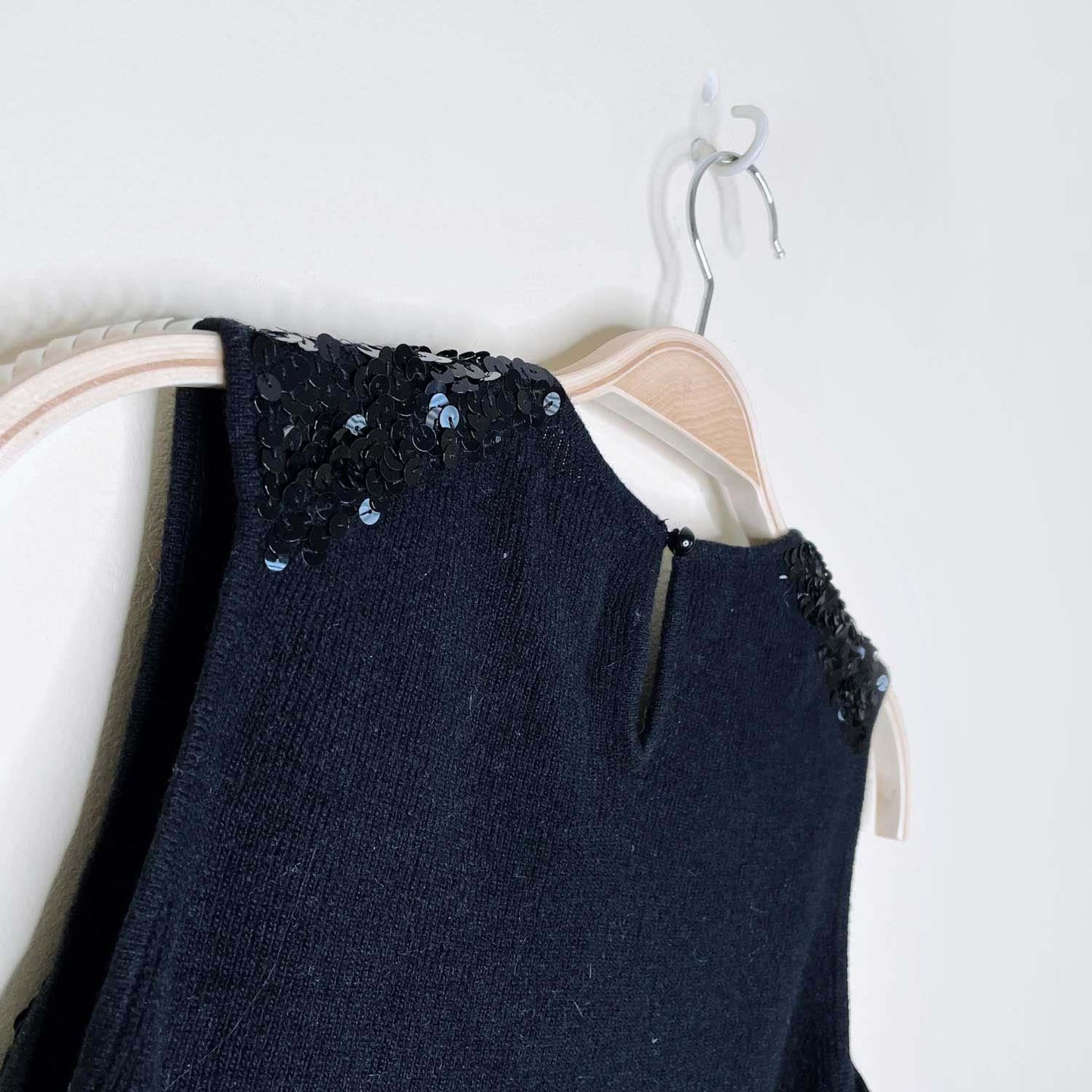 vintage 90s esprit black sequin sleeveless wool knit top - size small