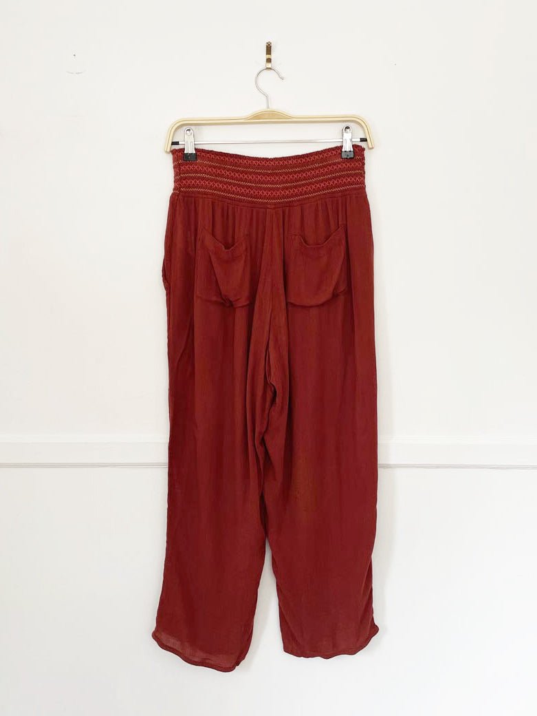 ett twa smocked waist gypsy jogger | made in india | anthropologie - good market thrift store