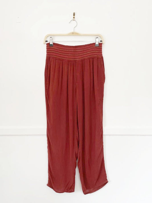 ett twa smocked waist gypsy jogger | made in india | anthropologie - good market thrift store