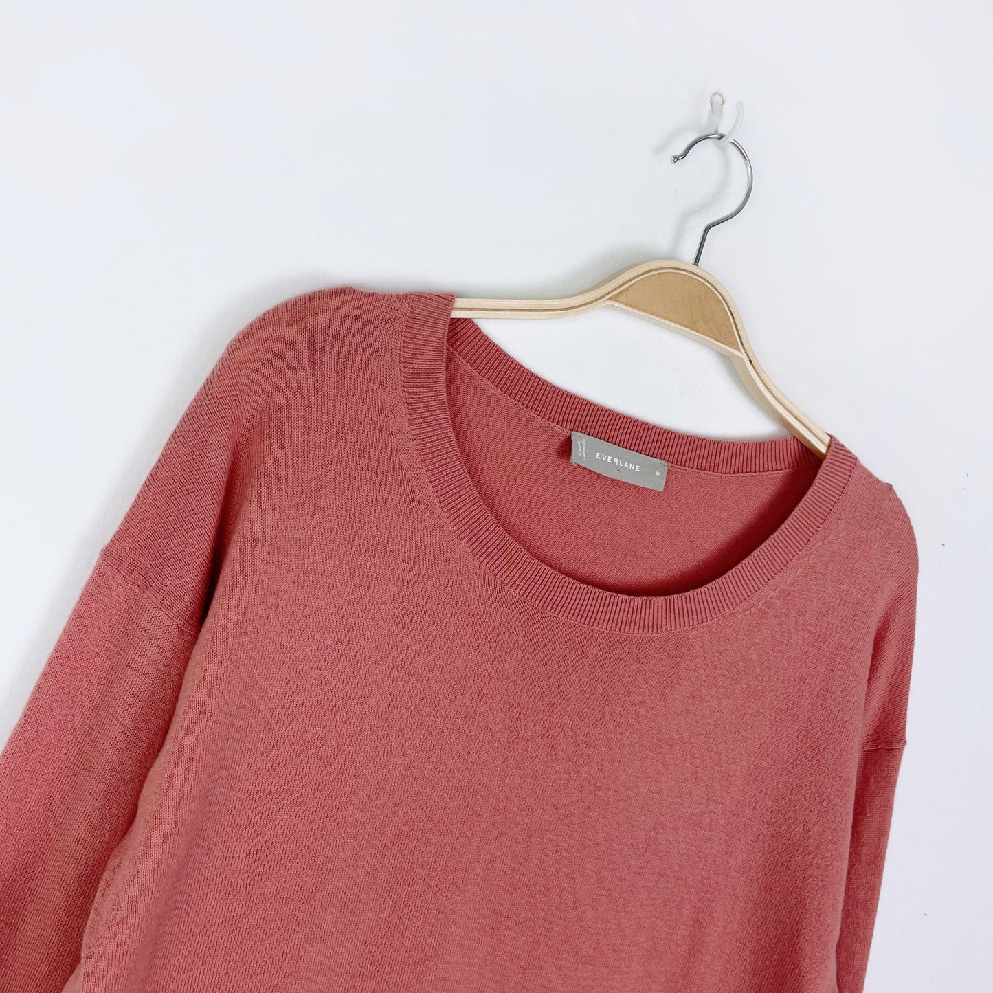everlane wool-cotton pink crewneck sweater - size medium