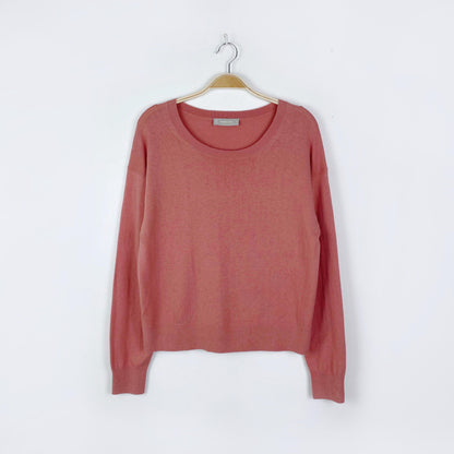 everlane wool-cotton pink crewneck sweater - size medium