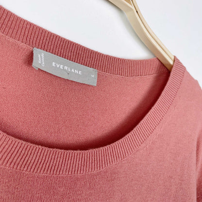 everlane wool-cotton pink crewneck sweater - size medium