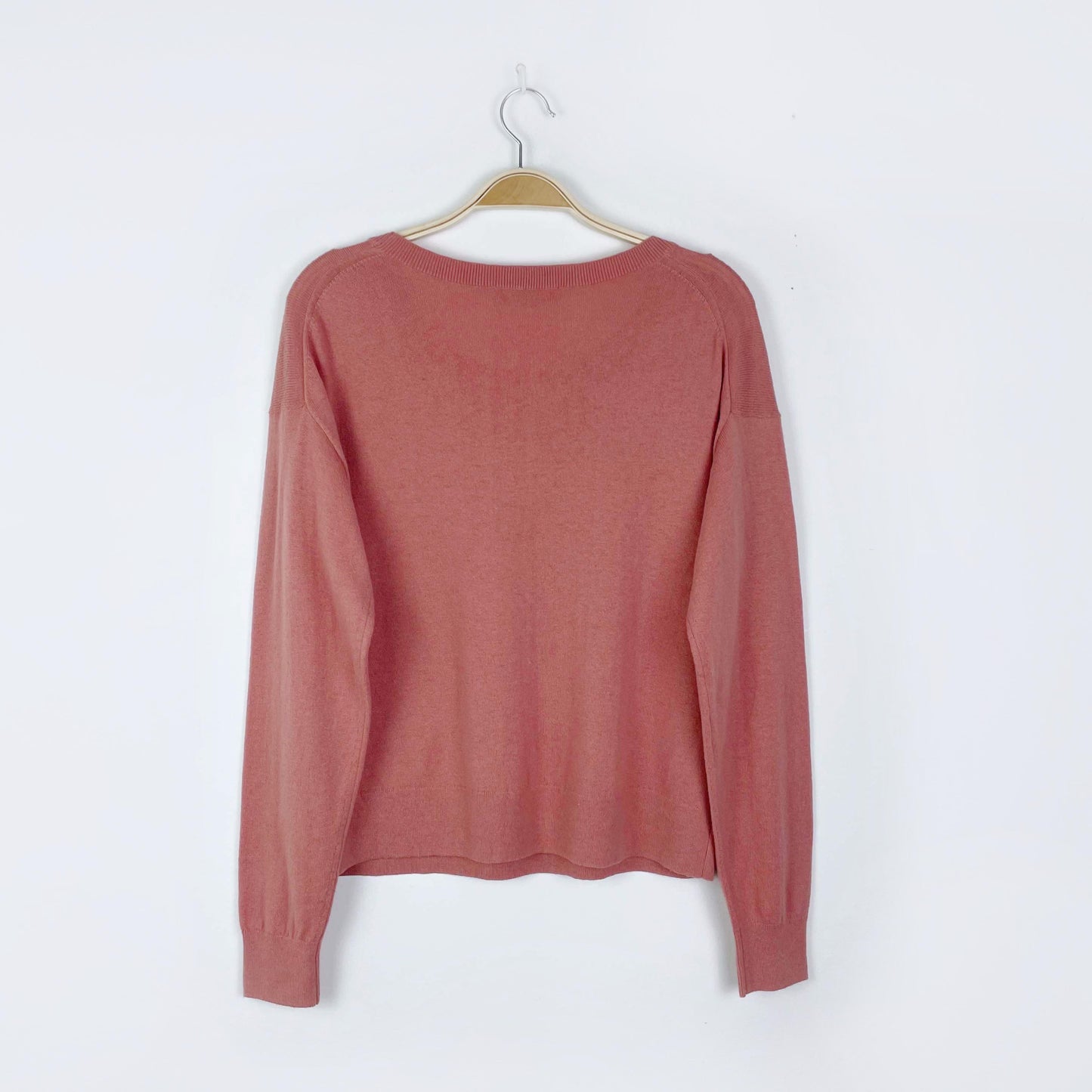 everlane wool-cotton pink crewneck sweater - size medium