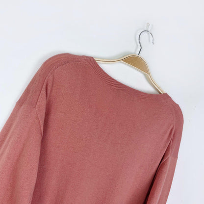 everlane wool-cotton pink crewneck sweater - size medium