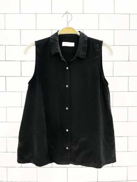 everlane 100% silk relaxed full button sleeveless blouse - good market thrift store