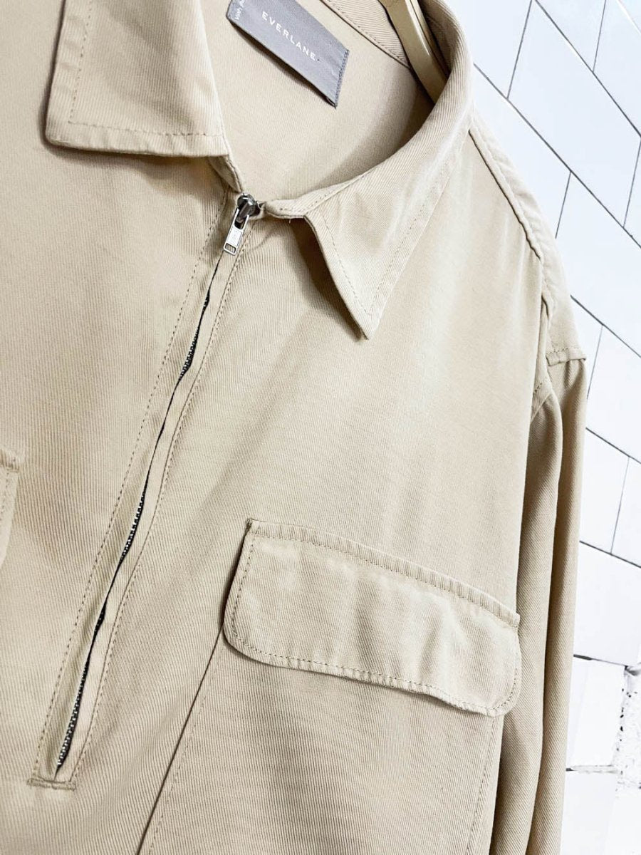 everlane 1/2 zip utility pocket long sleeve pullover shirt - good market thrift store