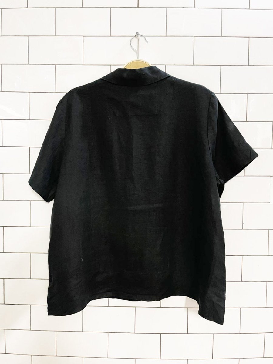 everlane the notch shirt 100% linen | black - good market thrift store