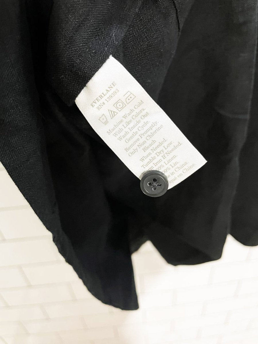 everlane the notch shirt 100% linen | black - good market thrift store