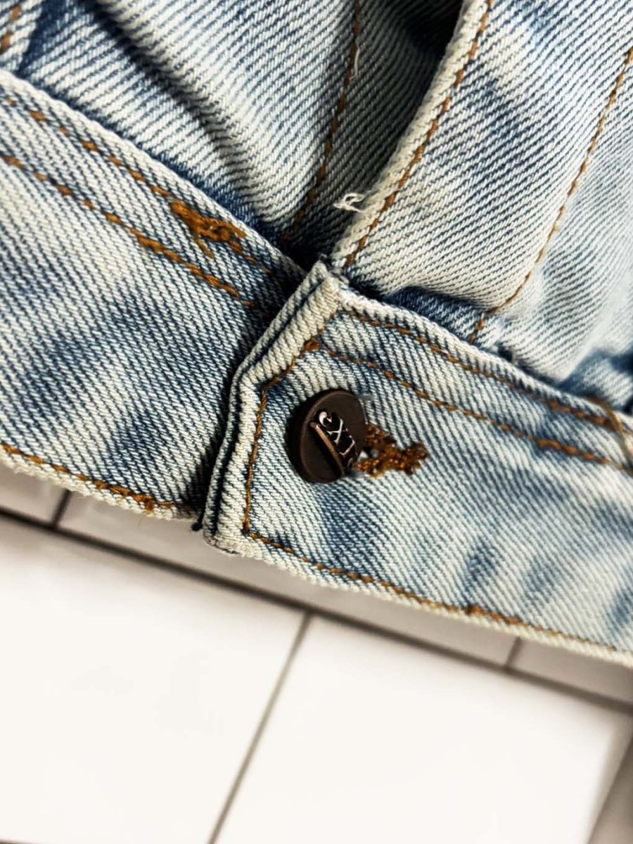 exte sherpa lined light wash denim jacket - good market thrift store
