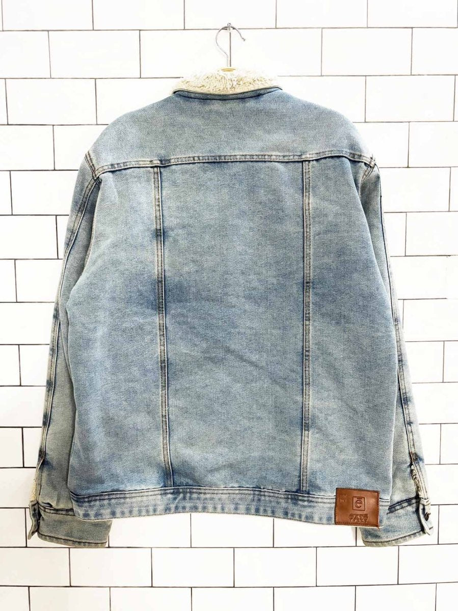 exte sherpa lined light wash denim jacket - good market thrift store