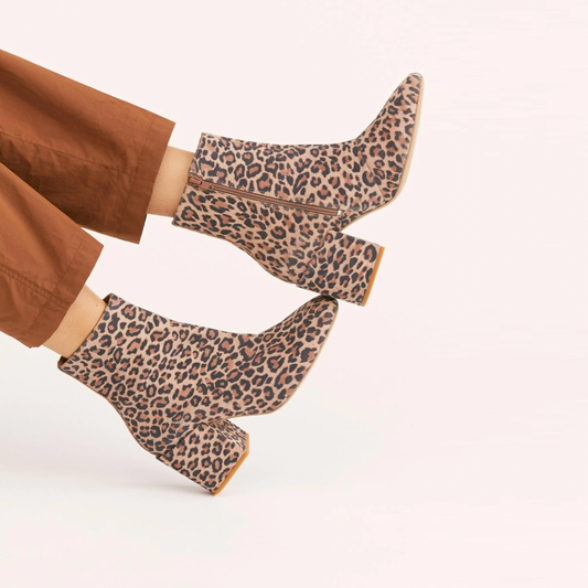 NIB free people nicola heeled leather leopard boot - size 40